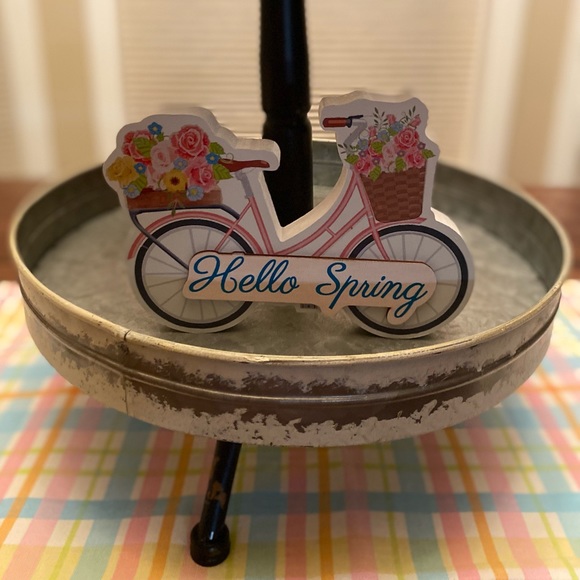 Bicycle Wood Signs Set Of 3 For Tier Trays, Enjoy The Ride, Hello Sunshine - Picture 4 of 15